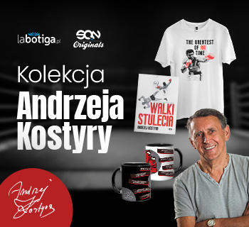 Grafika promująca kolekcję książek i gadżetów księgarni sportowej labotiga i Andrzeja Kostyry o boksie